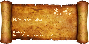 Mázor Aba névjegykártya